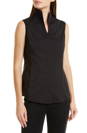 Misook Sleeveless Stand Collar Blouse in Black at Nordstrom, Size X-Large