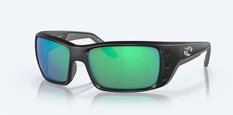 Costa Unisex Permit Polarized Sunglasses In Matte Black Frame Green Mirror Glass