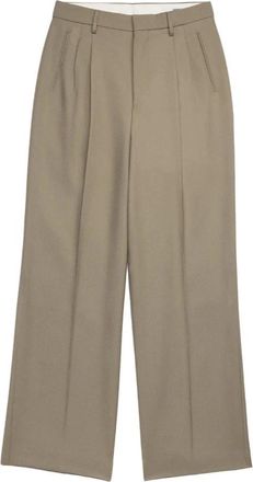 Ami Taupe Straight Fit Broek - Dames - Wijde Broeken - Beige - XS - Broeken