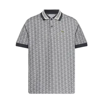 Lacoste Polo Shirts, male, Gray, Size: 3XL Classic Fit Monogram Jacquard Polo Shirt