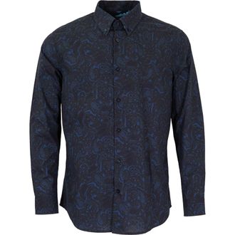 Lords of Harlech Morris Button-Up Shirt in Madrid Paisley Navy at Nordstrom, Size Medium
