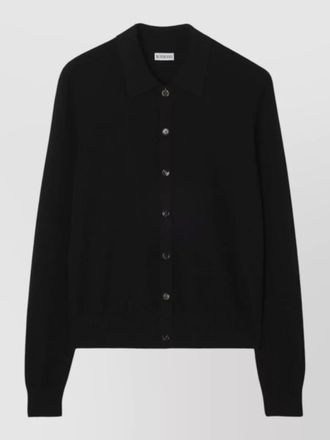 Burberry wool fine-knit long-sleeve polo shirt