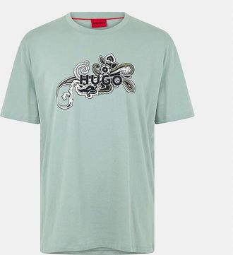 HUGO BOSS Mens Dulive Regular Fit Crew Neck T-Shirt - Green - Size: 38