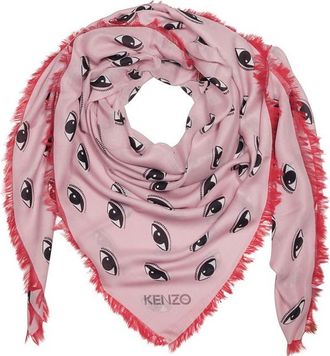 Kenzo Contrasted Multieyes Silk Blend Scarf