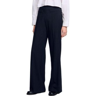 Sandro Chalk-striped trousers in Black at Nordstrom, Size 36 Eu