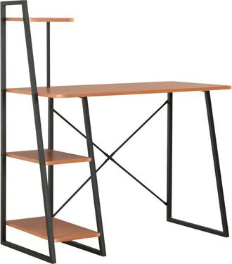 vidaXL Scrivania con Mensole Nera e Marrone 102x50x117 cm - Vidaxl
