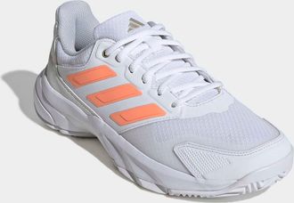 adidas Tennisschuh ADIDAS PERFORMANCE COURTJAM CONTROL 3, Damen, Gr. 38,5, cloud wei&szlig;, beam orange, crystal wei&szlig;, Synthetik, Textil, Schuhe Tennisschuh, f&uuml;r 