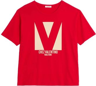 Valentino Garavani Rood T-shirt met logo-opdruk - Heren - T-shirts - Rood - S - Katoen - Tops