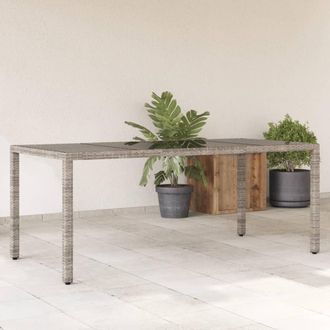 vidaXL Vidaxl - Mesa De Jard&iacute;n Superficie De Vidrio Rat&aacute;n Pe Gris 190x90x75 Cm