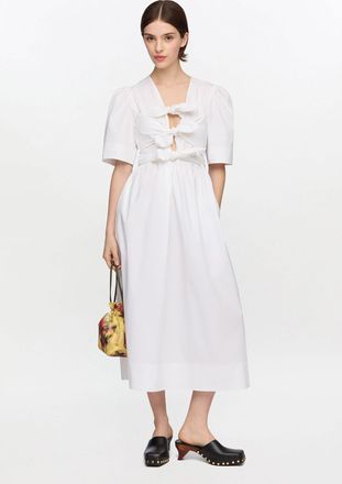 Ganni White Stretch Cotton Dress - Size 32 Organic