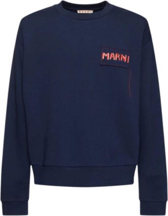 Marni Sweatshirt van boucl&eacute; jersey - Heren - Sweatshirts - Blauw - L - Hoodies & sweatvesten