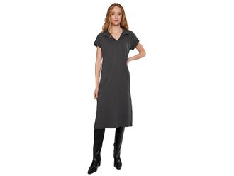 Mod-o-doc Short Sleeve Dolman Midi Dress Womens Dress Washed Ebony : LG (US 12-14), Cotton