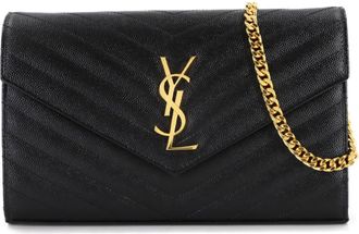 Saint Laurent Black Leather Chain/Shoulder Wallet (Pre-Owned)