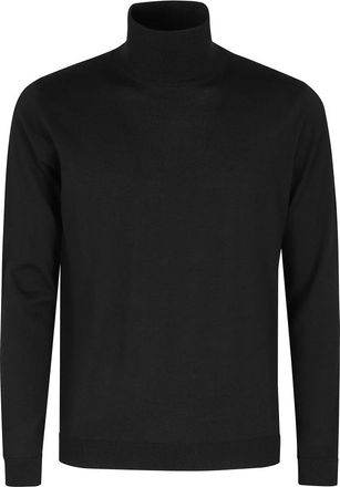 Roberto Collina Zwarte Coltrui Dolcevita Stijl - Heren - Coltruien - Zwart - 3XL - Wol - Truien & Vesten