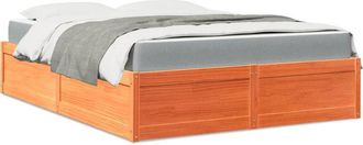 vidaXL Cama Con Colch&oacute;n Madera Maciza De Pino Marr&oacute;n Cera 160x200 Cm Vidaxl