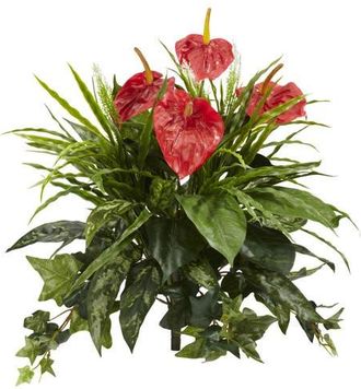 Nearly Natural 24-in Mixed Anthurium Artificial Plant in Red at Nordstrom