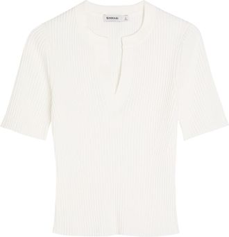 SIMKHAI Miley Ribbed Knit top - Ivory - XL (UK16 / XL)
