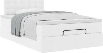 vidaXL Estructura Cama Otomana Colch&oacute;n Cuero Sint&eacute;tico Blanco Vidaxl