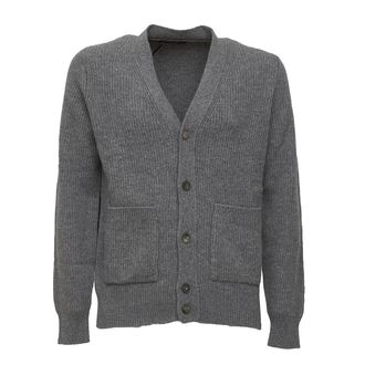 FILIPPO DE LAURENTIIS Wool Cashmere Ribbed V-Neck Cardigan