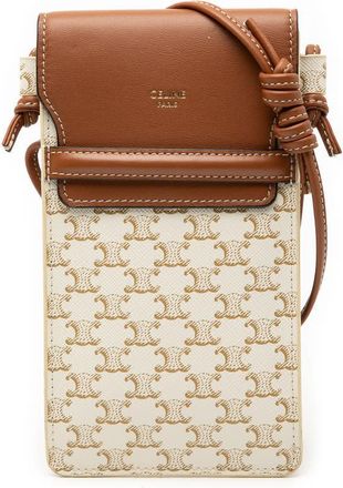 Celine Pre-owned Celine Triomphe Coated Canvas Phone Pouch Flap Crossbody U-BR-4272