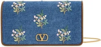 Valentino Garavani Mini VLOGO Signature Denim Crossbody Bag in Blue Multi at Nordstrom