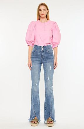 Kancan Miranda Ultra High Rise Flare Jeans in Medium Wash at Nordstrom, Size 27