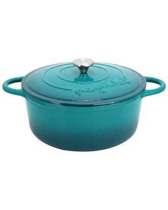 MegaChef 6.35Qt Teal Round Enameled Cast Iron Dutch Oven