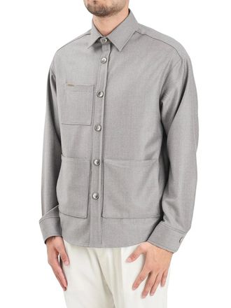 Yes London Beige Structured Button-Down Wool Shirt