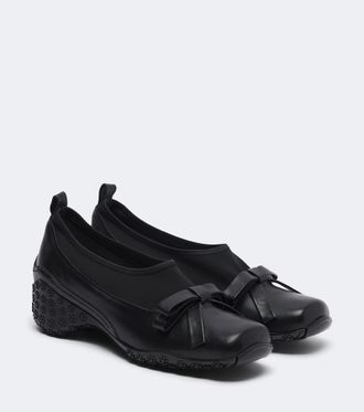 Simone Rocha Bow-detail leather-trimmed slip-on shoes