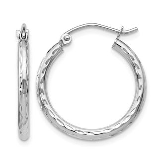 Diamond2Deal 14K White Gold Hinged Round Hoop Earrings