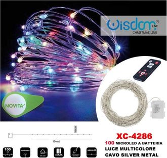 Trade Shop Trade Shop - Catena Luminosa 100microled A Batteria Cavo Silver Metal Luce Multicolore Xc-4286