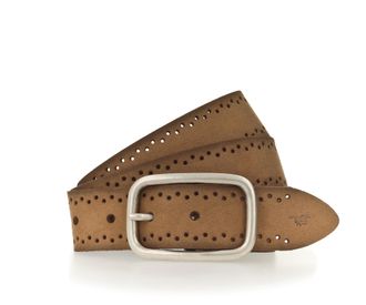 Mustang Lederg&uuml;rtel MUSTANG, Damen, Gr. 100, braun (hellbraun), Rindsleder, G&uuml;rtel Lederg&uuml;rtel, Robustes, genarbtes Rindsleder mit Lochstanzung, 3,5 cm