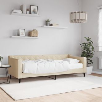 vidaXL Sof&aacute; Cama Con Colch&oacute;n Tela Crema 80x200 Cm Vidaxl