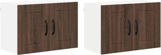 vidaXL Kitchen Wall Cabinets with Door 2 pcs Brown Oak 60 x 31 x 40 cm vidaXL