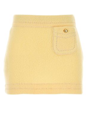 Prada Womens Yellow Cashmere Mini Skirt - Size EU 32 (Womens)