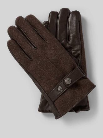 Bugatti Handschuhe aus Schafsleder-Textil-Mix mit Riegel in Dunkelbraun, Gr&ouml;&szlig;e XL