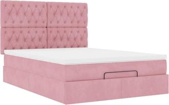 vidaXL Estructura Cama Otomana Colchones Terciopelo Rosa 140x200cm Vidaxl