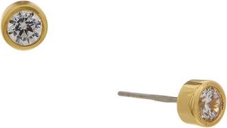 Electric Picks 14K Plated Cz Perfect Bezel Stud Earrings