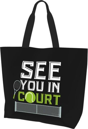 AOOEDM See You In Court Tennis Ladies Canvas Tote Reusable Shopping Bag