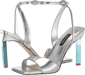 Nine West Maris Dress Sandal Womens Silver Ankle Strap Stiletto Heel LION168