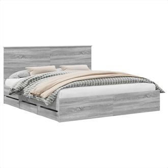vidaXL Estructura De Cama Gris Sonoma 180 X 200 Cm Madera Ingenieril Vidaxl