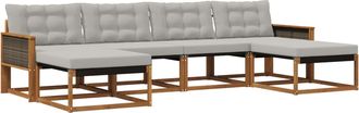vidaXL Conjunto De Sof&aacute;s De Exterior 6 Uds. Natural Y Gris Claro Vidaxl