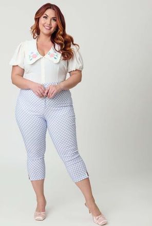 Unique Vintage Plus Size Short Sleeve Oversized Collar Blouse in White W/floral Embroidery at Nordstrom, Size 3X Short