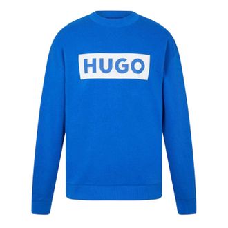 HUGO BOSS Hugo Heren Niero Box Logo Crew Neck Sweatshirt (Blauw)