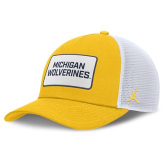 Nike Jordan Mens Michigan On-Field Rise Jordan Brand College Trucker Adjustable Hat in Yellow | JC97EV09MWN-EST