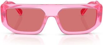 Dolce & Gabbana 56mm Rectangular Sunglasses in Transparent Pink/red at Nordstrom