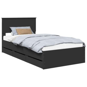 vidaXL Estructura De Cama Negro 100 X 200 Cm Madera Ingenieril Vidaxl