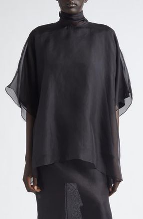 Brandon Maxwell Cali Silk Organza Top in Black at Nordstrom, Size 8
