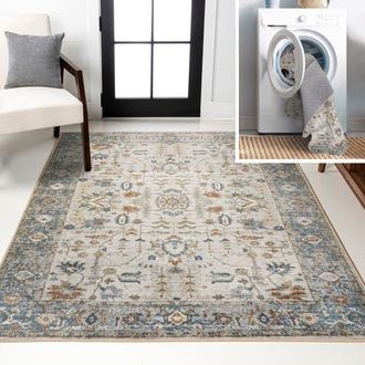 Jonathan Y Designs Hiero Persian Border Low-Pile Machine-Washable Area Rug in Cream/terra at Nordstrom, Size 3Ft 0In X 5Ft 0In
