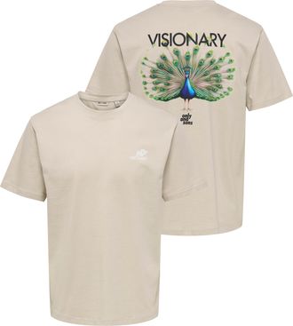 Only & Sons T-Shirt ONLY & SONS ONSFRED LIFE RLX SS PRINT TEE NOOS, Herren, Gr. XXL, silber lining print:visionary, Jersey, Obermaterial: 100% Baumwolle, bedruckt